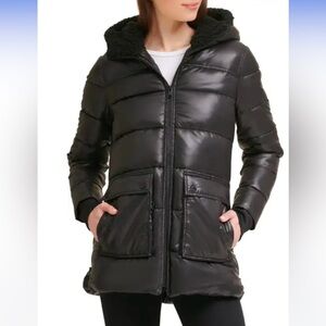 Kenneth Cole New York Women's Charcoal Puffer Coat